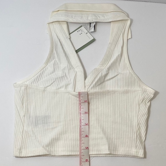 H&M NWT Women’s Halterneck Top with Collar off White Size Small - Picture 5 of 8